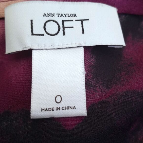 ANN TAYLOR LOFT PURPLE, BLACK, & WHITE DRESS SZ.0 EUC - Picture 7 of 8
